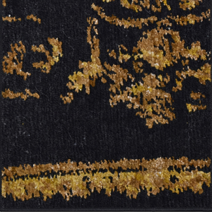 Tapis en laine tufté à la main noir et or, écologique, antidérapant, motif floral médaillon vintage, pour salon, chambre, hôtel de luxe - Product Image 3