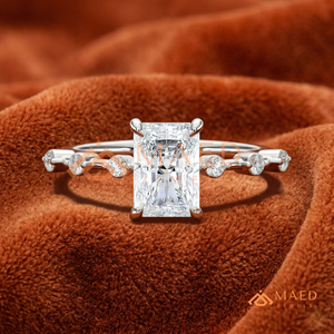 White Gold Polished Radiant <b>Solitaire</b> – Sleek Multi-Stone Station Detail Promise <b>Ring</b> - Product Image 3