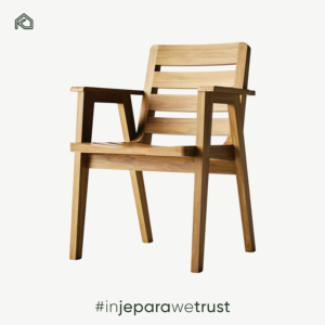 Silla de Comedor de Madera de Teca Indonesia Directo de Fábrica, con Reposabrazos, Tapicería de Lino, Diseño Minimalista Ecológico para Uso en Hoteles y Exteriores - Product Image 3