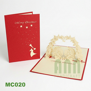 Navidad ángeles 3D Pop-up Offset impreso tarjetas de invitación Año Nuevo vacaciones tarjetas de felicitación Vietnam mate barniz papel recuerdos - Product Image 4