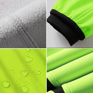 Veste polaire coupe-vent vert néon pour homme avec accents noirs, col montant, fermeture éclair, style sportif, vêtement d'extérieur d'automne, coupe régulière - Product Image 5