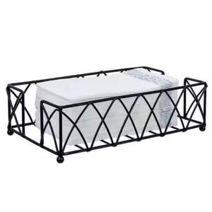 Porte-serviettes moderne en métal noir, support décoratif pour serviettes plates, distributeur de mouchoirs en papier pour cuisine, table, restaurant - Product Image 1