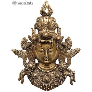 Masque mural Tara de déesse bouddhiste en laiton fait à la main de 10 pouces fabriqué en Inde pour les cadeaux - Product Image 3