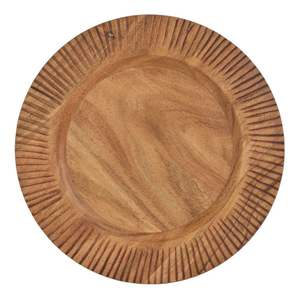 Plato de Presentación Redondo Rústico de Madera de Acacia Hecho a Mano con Diseño de Rayos de Sol, Plato para Cena, Decoración para Bodas, Vajilla Ecológica al por Mayor - Product Image 1