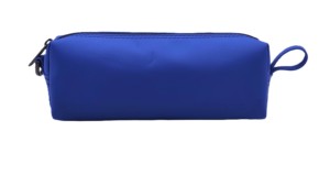 Blue Leather Pencil Pouch Cosmetic Bag With Zipper Closure And Soft Handle <b>Medium</b> Size Simple Style Portable Pouch - Product Image 2