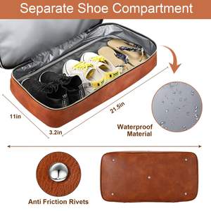 Sac de voyage en cuir de vachette, style personnalisé, sac de voyage en toile - Product Image 3