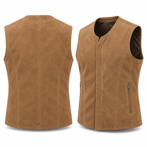 <b>Men's</b> Suede, Nubuck & Specialty Leather Vests | Grey <b>Black</b> Burgundy Brown Camel | OEM ODM Manufacturer | Premium Design Quality - Product Image 3