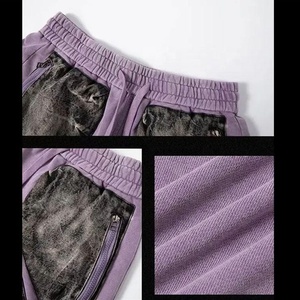 Shorts de sport mi-élastiques 100 % coton pour hommes, brodés, style vintage délavé, séchage rapide, coupe ample, décontracté - Product Image 6