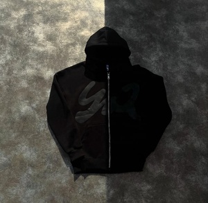 Sweat à capuche unisexe personnalisé 100% coton lourd avec fermeture éclair, impression en relief, toutes tailles avec étiquettes personnalisées et motif uni - Product Image 6