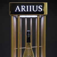 Présentoir à Bouteilles LED Personnalisé en Forme de Cage à Oiseaux, Présentoir à Vin pour Service VIP en Boîte de Nuit, Glorificateur de Vin en Fer, Présentoir d'Ambiance pour Bar