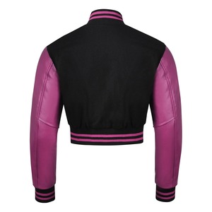 Unisex <b>Black</b> Hip Hop <b>Varsity</b> <b>Jacket</b> with <b>Red</b> Leather Sleeves Windproof Winter Wear Short Length Regular Fit - Product Image 5