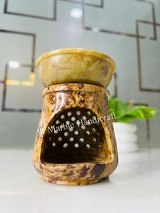 Soapstone Marble Incense Burner Aromatherapy <b>Diffuser</b> With Bowl Top For Home Decor All Season Use - Product Image 2