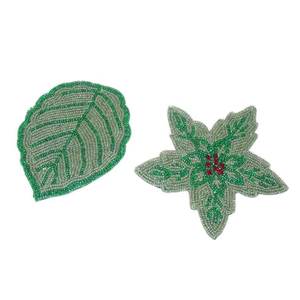 Traditional Artisan Craft <b>Beaded</b> Glass <b>Coasters</b> with Non-Slip Base for Coffee Table Mats & Pads - Product Image 2
