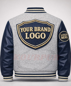 Blousons universitaires en laine et cuir avec manches personnalisées, patchs en chenille brodés, pour marques, blousons universitaires personnalisables pour hommes - Product Image 3