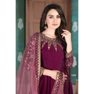 ชุด anarkali ดีไซเนอร์ที่มีก้นและ dupatta สำหรับงานปาร์ตี้พรหม - Product Image 6