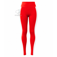 Delta |   Sigma |   Ensemble de sport pour femme Theta rouge avec panneaux latéraux contrastants blancs, veste zippée intégrale et leggings taille haute