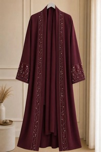 Vente en gros : Abaya longue élégante et modeste pour femme, robe musulmane pleine longueur pour la prière du Ramadan et tenue décontractée - Product Image 4