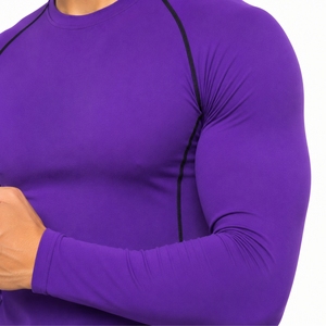 Men Compression Shirt Long Sleeve <b>Raglan</b> Athletic <b>Top</b> Stretch Fabric Athletic Fit Training Wear Workout <b>Top</b> Smooth Finish - Product Image 5