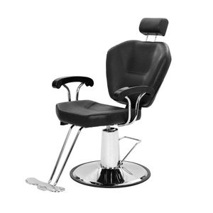 Sillón de Barbería Reclinable Negro con Cubierta de Cuero PVC, Pedal Plateado en Hierro, Reposabrazos de ABS, Reposacabezas de Placa de Hierro 680, Capacidad de 150 kg - Product Image 5