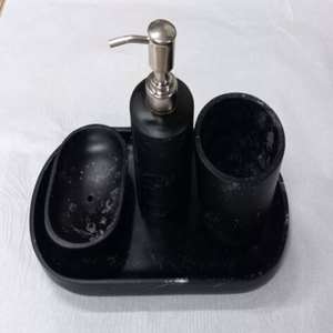 Luxury White Resin <b>Bathroom</b> <b>Accessories</b> <b>Set</b> Easy to Clean Modern Rectangular Design for Homes and Hotels - Product Image 1