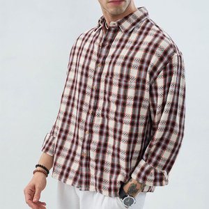 Men's Plaid Flannel <b>Shirt</b> Long <b>Sleeve</b> Casual Checkered Button Down Turn-down Collar Breathable Cotton Autumn Wear - Product Image 2