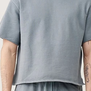 เสื้อยืดผู้ชายไซส์ใหญ่ สีเทาล้วน ผ้าฝ้าย แขนสั้น คอกลม แบบลำลอง ผ้าเจอร์ซีย์ถัก ดีไซน์เรียบ - Product Image 5