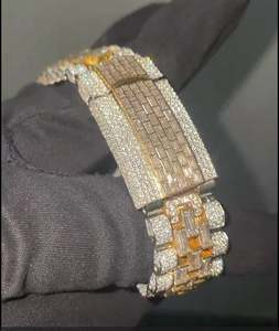 Reloj de Pulsera para Hombre, Elegante y Deportivo, con Esfera de Cristal, Movimiento Automático de Lujo, en Acero Inoxidable en Tono Blanco y Amarillo, con Diamantes - Product Image 4