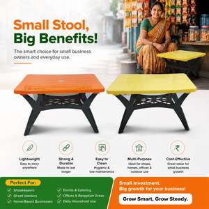 Modern Durable Plastic Handmade Home <b>Stool</b> and <b>Ottoman</b> with Acrylic Upholstery Orange Yellow Contemporary Design - Product Image 5