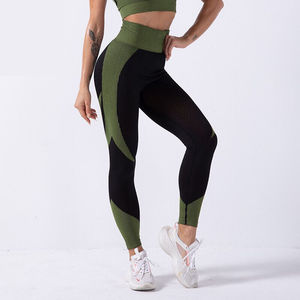 Leggings de fitness pour femmes de haute qualité, taille haute, élastiques, pour le jogging et le yoga, avec logo, en spandex/nylon, motif à carreaux - Product Image 1
