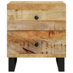 Mesita de Noche Mediana de Madera de Mango Negra Sólida - Product Image 3
