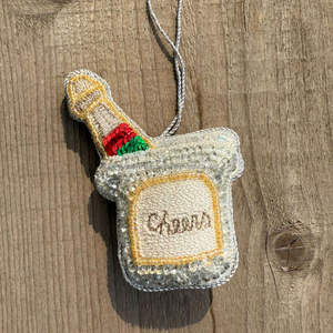 Adorno Merlion hecho a mano, recuerdo de icono de Singapur en bordado de oro blanco con detalle de onda azul, decoración colgante Cultural - Product Image 3