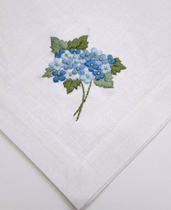 Couvre-lit carré classique en coton brodé d'hortensias bleus, fait main sur mesure, délavé, lavable en machine, toutes tailles, pour avion, maison, mariage - Product Image 2