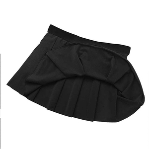 Black Two Piece Cheerleading Uniform Set Crop Top With White Stripes And Pleated <b>Skirt</b> For Adults - Product Image 2