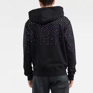 Vintage Winter Zipper-<b>Up</b> Hoodie Customizable Men's Streetwear Silk Screen Printed Rhinestone Embroidery Word Custom Patch Lined - Product Image 4