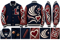 Veste universitaire vintage personnalisée avec broderie chenille, coupe-vent et respirante pour homme, col montant