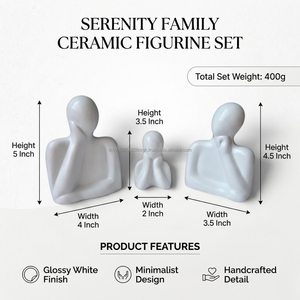 ชุดตุ๊กตาเซรามิก AG Elements รูปทรงนามธรรม งานแฮนด์เมด ของตกแต่งบนโต๊ะ ประติมากรรมสไตล์โมเดิร์น มินิมอล สำหรับห้องนั่งเล่นและบ้าน - Product Image 3