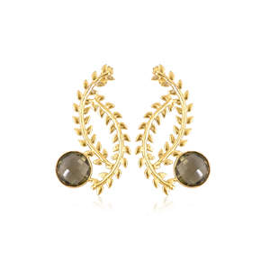 Boucles d'oreilles en laiton avec pierre précieuse péridot hydrofausée, bijoux de mode faits à la main pour femmes - Product Image 1