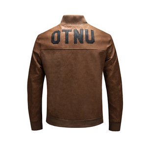 Layenne Plus Size Men's PU Leather <strong>Jacket</strong> <strong>With</strong> Stand Collar Windproof Feature OEM Varsity Style <strong>Fleece</strong> <strong>Lining</strong> - Product Image 4