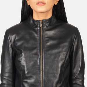 Chaqueta Bomber de Piel de Oveja Genuina Negra para Mujer, Totalmente Personalizable, Resistente al Viento, Transpirable, para Primavera, Otoño e Invierno, Precio Económico, la Mejor Calidad - Product Image 4