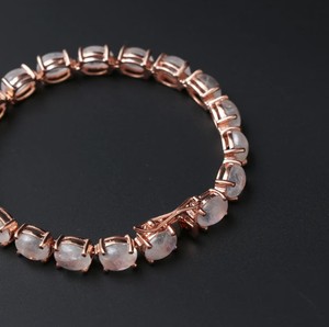 Natural White Rainbow Stone Gold Plated 925 Sterling Silver <b>Charm</b> Bracelet Luxury Fine Jewelry for Women - Product Image 2