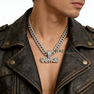 Pendentif Lettre Unisexe en Argent 925 Plaqué Or 18K et Or Rose avec Moissanite, Style Hip-Hop, Idéal au Quotidien - Product Image 1