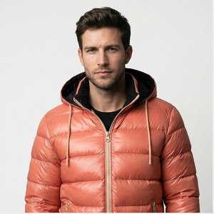 Men's Winter Coats Solid Color Parkas Puffer <b>Jackets</b> With Bubble <b>Padded</b> Cotton And <b>Waterproof</b> Hood Canvas Fabric Warm Black Mens - Product Image 1