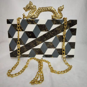 Sac de soirée tendance en résine et perles, avec bandoulière, pour femme, fermeture magnétique étanche, qualité supérieure, artisanat de luxe en résine - Product Image 1