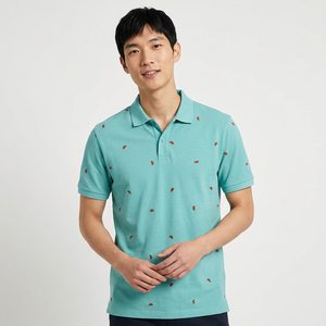 เสื้อโปโลผู้ชายสีฟ้าอ่อน ผ้าฝ้าย แขนสั้น ลายพิมพ์ สวมใส่สบาย ระบายอากาศได้ดี - Product Image 3