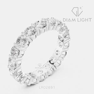 Bague de fiançailles en or blanc 14 carats avec diamant de laboratoire de 3,15 carats, coupe ronde, bague de mariée, certifiée IGI, bijoux fins, cadeau - Product Image 2
