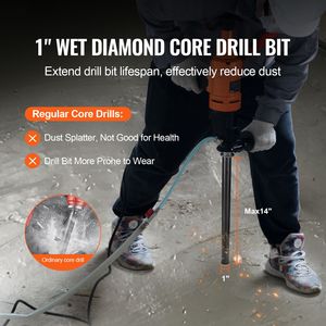 Punta diamantata a umido da 1 pollice con profondità di foratura di 14 pollici, filettatura interna da 5/8 di pollice, saldatura laser per muratura e cemento - Product Image 2