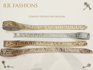 Premium Floral Metallic Thread Lace Trim Indian Saree Lehenga Bridal Wear Wedding Apparel Fashion Embellishment Crafts 2" Width - Product Image 1