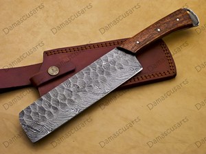 Couteau à découper en acier damas fait main sur mesure avec étui en cuir |   Couteau à découper la viande forgé robuste, vente en gros - Product Image 2