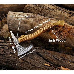 Burraq Hacha de Caza y Camping de 18 Pulgadas, Hecha a Mano, de Acero al Carbono, con Mango de Palisandro y Cuero, para Exteriores - Product Image 2