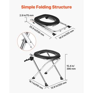 WC Portatile da Campeggio in Acciaio Inox con Sedile Morbido, Capacità di Carico 350 Libbre per Adulti e Campeggio - Product Image 3